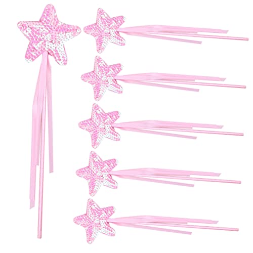 ibasenice 6St Zauberstab aus Pailletten Sterne Fee Sticks Ballettröckchen Feenhafte Requisiten funkeln Fee Kostüm Requisit Zauberstäbe für Fee Cosplay Requisiten Feenstab Plastik Rosa von ibasenice