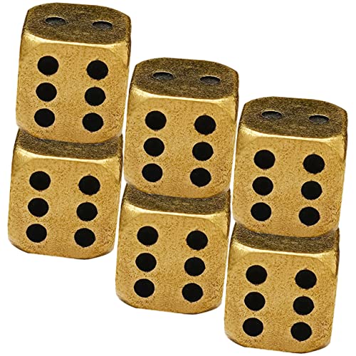 ibasenice 6Stücke Messingwürfel Antike Spielwürfel für Tabletop Spiele DIY Party Spiele Glücksspiele und Mathematikspiele Handwerkskunst aus Messing von ibasenice