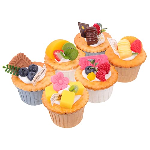 ibasenice 6st Cupcake-Modell Gefälschtes Kuchenmodell Gefälschter Kuchen Heim Realistische Simulations-Cupcakes Mini-kuchenspielzeug Gefälschte Süßigkeiten Minikuchen Lebensmittel Pu Anzeige von ibasenice