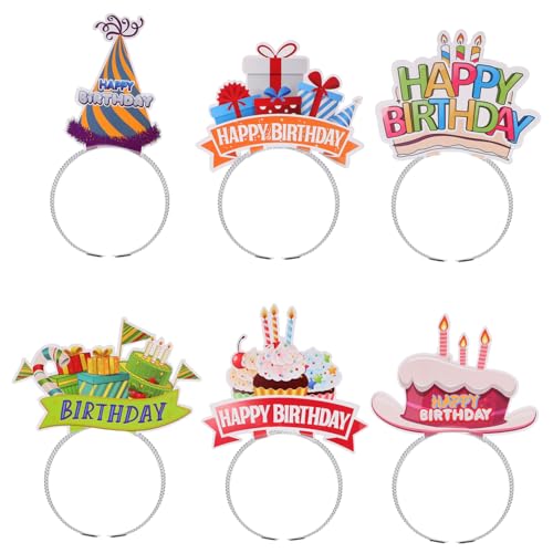 ibasenice Entzückendes Haarband-set 6-teilig Papier-stirnbänder Für Geburtstage Party-accessoire Einfache Haarreifen Foto-requisite Haarband Für Erwachsene Cartoon-papier-design von ibasenice