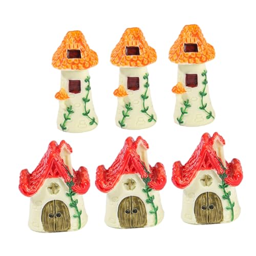 ibasenice 6st Mikro-landschaftsdekoration Basteln Bastelset Winziges Hausornament Miniatur-Dekorationen Tragbares Mini- Mikro-landschaftsgartendekoration Mikrolandschaftshaus Harz von ibasenice