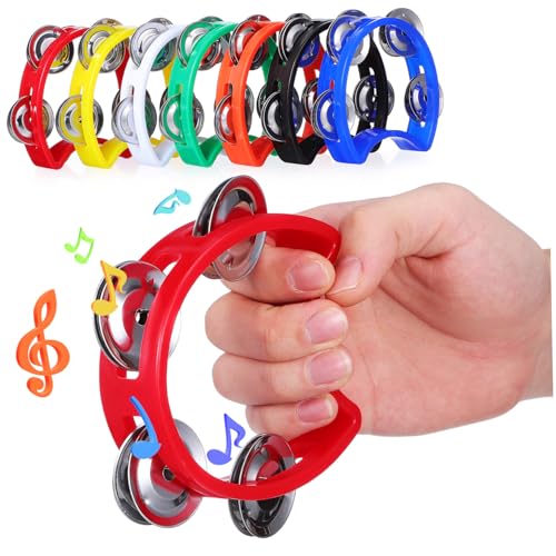 ibasenice 7 Stück Hand Tamburine Mit Glocken Kunststoff Percussion Tamburin Mini Percussion Tamburine Handglocken Kinder Partyzubehör von ibasenice