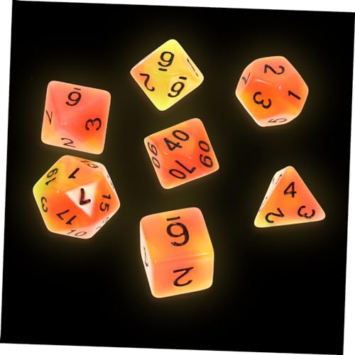 ibasenice 7 Stück Leuchtende Mehrseitige Würfel Für Junggesellinnenabschiede Pokerwürfel Tischspielwürfel Partywürfelzubehör Undurchsichtige Spielwürfel Tischwürfel Gaming Würfel von ibasenice
