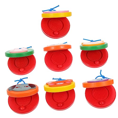 ibasenice 7 Stück Teiliges Kastagnetten aus Holz mit Bunten Cartoon Tiermotiven Pädagogisches Vorschulmusikinstrument Kreativität Gehirnentwicklung und Musikalischem Interesse bei von ibasenice