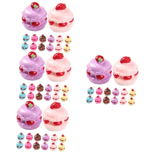 ibasenice 72 STK Simulation von Lebensmittelspielzeugkuchen Spielzeuge Nachspeisen Mini-Dessert-Modell Mini- -Dessert-Modell Doppelschicht Requisiten Materialpaket vorgeben Essen Spielen von ibasenice