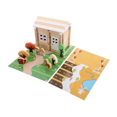 ibasenice 75Stücke Teiliges Puppenhaus aus Holz für Kreative Vorschulbildung Miniaturmöbel und Bauspielzeug für Fördert Feinmotorik und Fantasie für Zuhause Vorschule von ibasenice