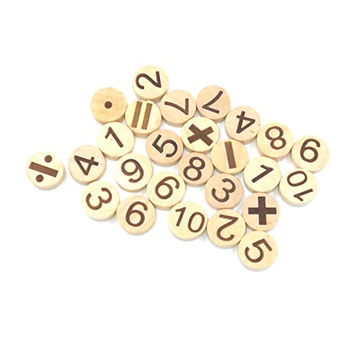 ibasenice 78 Stück Holzziffernscheiben Runde Geschnitzte Alphabet-Chips Für Kinder Sicheres Lernspielzeug Pädagogische Bausteine von ibasenice