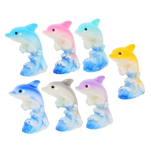 ibasenice 7st Mikrolandschaft Delphin Delphin-Modelle Aquarium Mini-delfinfiguren Kleine Feenfiguren Miniatur-delfinstatuen Auto Kleiner Delphin Delphin-Ornament Gecko Harz von ibasenice