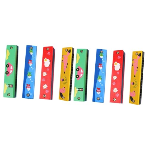ibasenice 8 Stck Teiliges Holz Mundharmonika mit Löchern Doppelte Reihe Pädagogisches Musikinstrument für Buntes Design Fördert Motorik und Hörvermögen Spielerisches Lernspielzeug von ibasenice