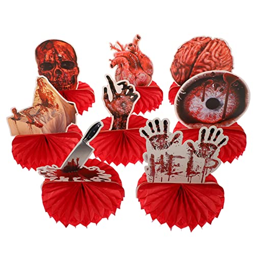ibasenice 8 Stück Halloween-wabenschmuck Spukhaus Requisiten Halloween-wabentisch Horror-tischschild Halloween-tischdecke Halloween-bommel Party Schläger Festival Thematisiert Papier von ibasenice