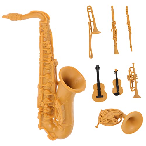 ibasenice 8 Stück Musikinstrument-Set-Modell Miniaturinstrument Instrumentenstatue Ornament Für Den Tisch Musikalische Skulptur Dekoratives Instrumentenmodell Mini-trompete PVC Brown von ibasenice