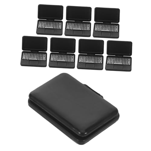 ibasenice 8 Stück Puppenhaus Computer Mini Laptop Miniatur Laptop Modell Computer Winziges Puppenhaus Mini Zubehör Miniatur Zeug Notebook Ständer Schwarzer von ibasenice