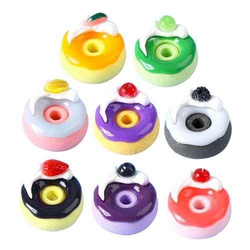 ibasenice 8 Stück Simuliertes Lebensmittelspielzeug handgemachte DIY Handwerk Dekoration Donut-Anhänger aus Kunstharz DIY Dekorationsideen Donuts-Harz-Charms Donut-Perle von ibasenice