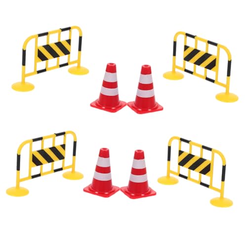 ibasenice 8 Stück Teiliges Miniatur Verkehrsabsperrung Spielzeugset aus Realistische Gelbe Straßenbarrikaden und Rote Verkehrshütchen Leicht Robust für Kindliche Verkehrserziehung und von ibasenice