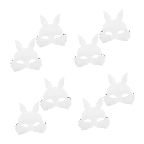 ibasenice 8 Stück Weiße PVC Hasenmasken Matte Diy Halbgesichtsmasken für Halloween Cosplay Kostüm und Bastelprojekte Vielseitige Unbemalte Hasen Gesichtsmasken für Party und Bühne von ibasenice