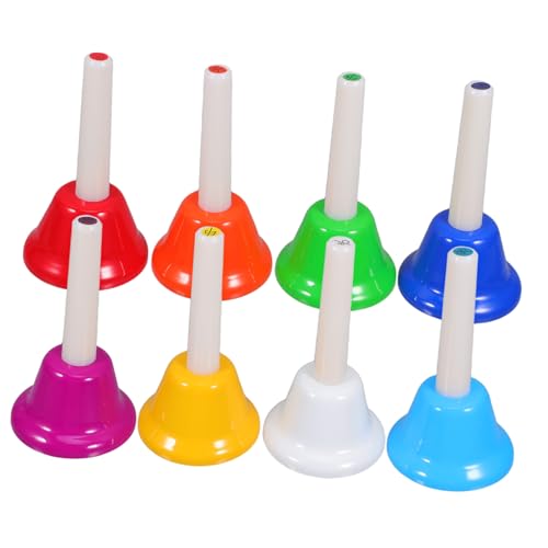 ibasenice 8-teiliges Set Achtfarbige Uhr Musikalische Handglocken Für Musikspielzeug Für Babys Babymusikspielzeug Musikinstrumente Vintage Hoteltellerglocke Schülerklingel-Set Metall von ibasenice