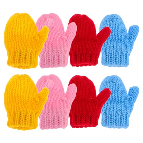 ibasenice 8 Stück Puppenhandschuhe Mini Strickhandschuhe Für Puppen, DIY Bastelbedarf, Puppenhaus Zubehör, Weiche Und Bunte Handschuhe Für Puppen, 5.5 X 4 cm von ibasenice
