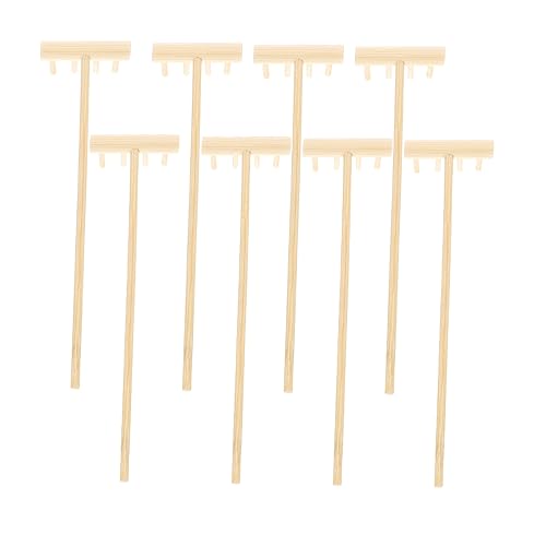 ibasenice 8st Tee -Set -Ornamente Mini -rechen Für Holzarbeiten Schnullerclip Schnullerkette Meditationssandrechen Werkzeug Schnullerkette Ratsche Kit-Dekoration Bandy Beige Bambus von ibasenice