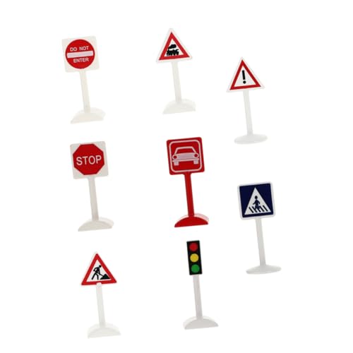 ibasenice 8St Verkehrszeichen-Ornamente Miniaturdekoration Kidcraft-Spielset Embleme Spielzeug Verkehrsindikatormodell Verkehrsanzeige Sandkasten Ampel Zubehör das Schild Kind Straßenschild von ibasenice