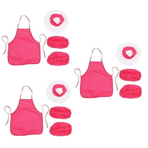 ibasenice 9 STK Outfits für Mädchen rote Herzmuster-Kochs-Schürze Backschürze für Kinder Kinderkleidung Mädchen Kleidung Schutzhüllen für Kinder Kochschürze aus Baumwolle Cosplay einstellen von ibasenice