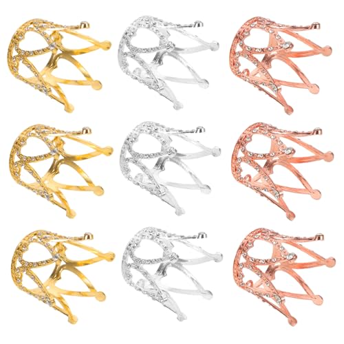 ibasenice 9 Stück Teiliges Crown Cupcake Topper mit Funkelnden Tiara-ornamenten in Gold Silber und Roségold Leichte Wiederverwendbare Kronen für Mädchen Geburtstags Hochzeitskuchen von ibasenice
