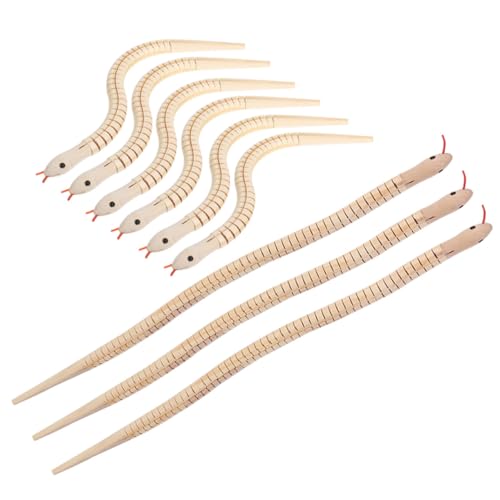 ibasenice 9 Stück Teiliges Holzschlangen Flexible Gelenkige Naturbelassene Holzschlangen zum Bemalen Ungiftig Sicher für Basteln Geburtstagsfeiern und Kreative Freizeitgestaltung von ibasenice