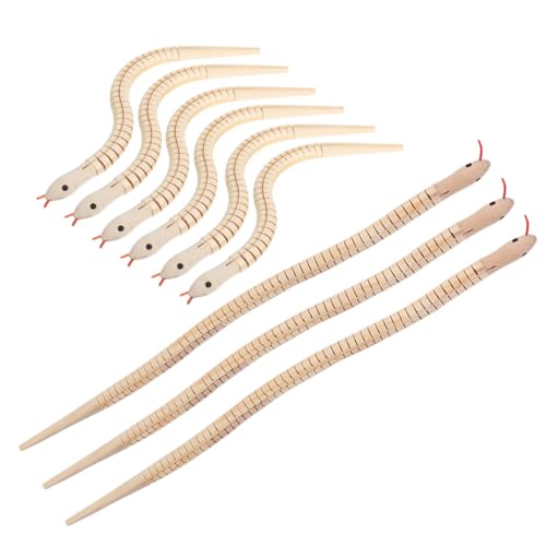 ibasenice 9 Stück Teiliges Holzschlangen Naturbelassene Flexible Gelenkschlangen zum Bemalen Kindgerechtes Blankes Holz-tierspielzeug für DIY Basteln Familienaktivitäten Geburtstagsfeiern von ibasenice