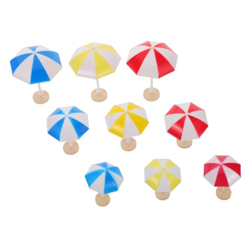 ibasenice 9 Stück Teiliges Mini Sonnenschirm aus Langlebigem Kunststoff Farbenfrohe Miniatur Puppenhaus Terrasse Dekoration Vielseitig für Feengärten Sandtische und Tisch-strandlandschaften von ibasenice