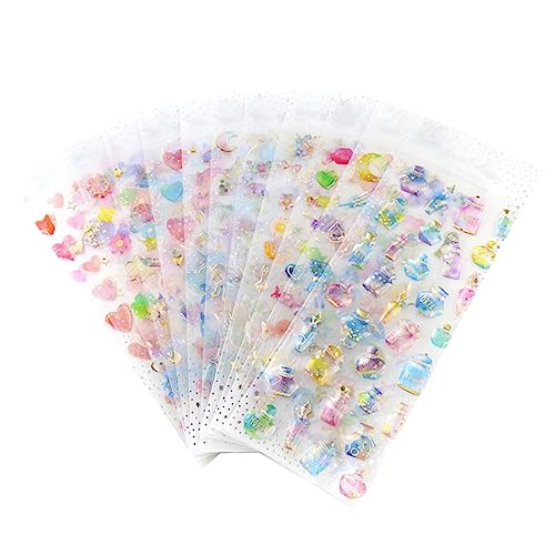 ibasenice 9 Stücke Selbstgemacht Scrapbooking Aufkleber für Fotoalben Transparente Stereo Aufkleber Bastelbedarf für Journale und Planer von ibasenice