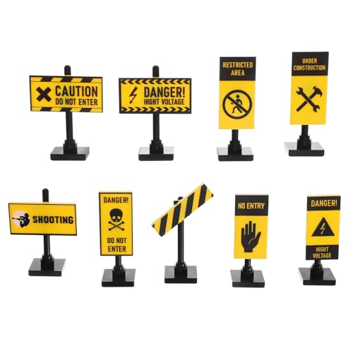 ibasenice Warnschild-Spielzeug – 9-teiliges Mini-Verkehrsschild-Set Mit Reflektorband Pädagogisches Lernspielzeug Für Kinder von ibasenice