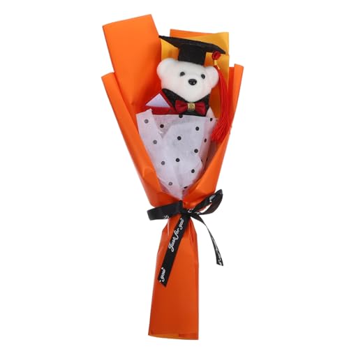 ibasenice Abschluss-bär-Puppe Mit Blumenstrauß Foto-Requisite Für Partygeschenk Plüschbär-abschluss-Outfit Für Altersgruppen von ibasenice