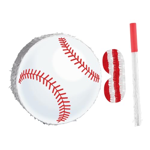 ibasenice Baseball Pinata mit Stick und Augenbinde Karton und Krepppapier Inklusive Konfetti Kindergeburtstagsspiel Sportparty Deko für Jungen Vielseitiger Baseball Partyspaß von ibasenice