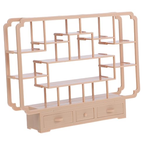 ibasenice Bogu-Rack-Modell Regal Dekoratives holzspielzeug Miniatur-Präsentationsständer aus Holz Puppenhausschrank Bücherregal Mini-Möbel Plastik Khaki von ibasenice