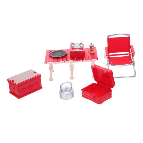 ibasenice Camping Spielset Puppenhaus BBQ Möbel Miniatur Klappstuhl Picknicktisch für Jungen Mädchen Indoor Outdoor von ibasenice