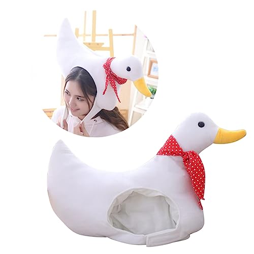 ibasenice Cartoon-Kappe tiermütze faschingkostüme plüschtiere funny present soft toy Plüsch- lustiger Trucker-Hut Müllerhut Gans Leitkegel Kostüm Frosch Cosplay-Kopfbedeckung Weiß von ibasenice