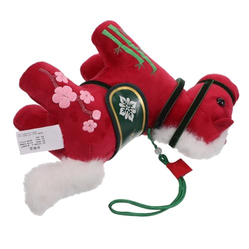 ibasenice Chinesisches Neujahr Plüschpferd Weiches Kuscheltier als Tierkreiszeichen-Maskottchen Symbol für Wohlstand und Mut Tragbares Ornament für Tasche Auto Büro Sammlerstück von ibasenice