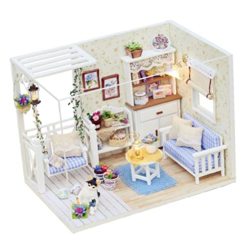 ibasenice DIY Kreatives Holzhaus Bausatz Miniatur Modell Mit LED Beleuchtung Für Bastelset Für Zu Weihnachten Und Geburtstagen Holzhaus Bausatz Für Kreative Köpfe von ibasenice