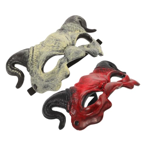 ibasenice Dämonenmaske Halbgesicht mit Hörnern Gruselige Halloween Maske für Party und Cosplay Leicht und Kompakt Unisex Kostüm Zubehör für Fasching und Maskerade von ibasenice