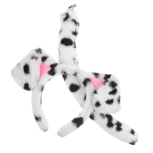 ibasenice Dalmatiner Hundekostüm mit Flauschigem Welpenohren Stirnband und für Weiches Plüsch Design Bequemes Cosplay Zubehör für Partys und Alltag von ibasenice