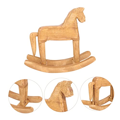 ibasenice Dekoratives Holz Schaukelpferd Modell mit Feiner Handwerkskunst Warmes Wohnaccessoire Langlebiges Holzspielzeug Kunstvolles Design für Stilvolle Einrichtung von ibasenice