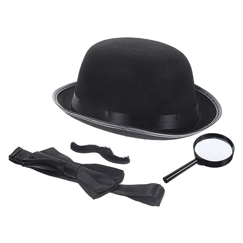ibasenice Detektiv mit Mütze Schnurrbart Lupe und Fliege Vielseitige Cosplay Accessoires für Detektiv Party und Rollenspiele Geeignet für Männer und Frauen von ibasenice