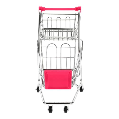 ibasenice Einkaufswagen Einkaufswagen Einkaufswagen Registrierkasse Puppe Rollenspiel Miniatur Einkaufswagen Aufbewahrungswagen Mini Supermarkt Handwagen Iron Rosy von ibasenice