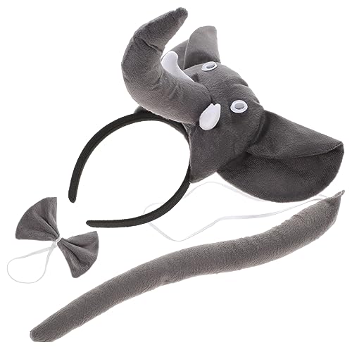 ibasenice Elefantenkostüm Set Teilig Graues Tierkostüm Haarreif mit Elefantenohren und Bowtie Karneval Faschingskostüm Tanz Requisite für Kostümparty von ibasenice