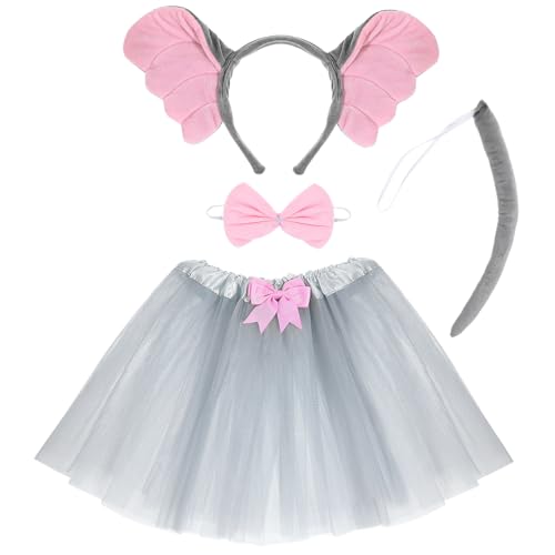 ibasenice Elefantenkostüm Set für Mädchen mit Weichem Haarreif Tierohren Schleife und Grauem Tüllrock Leichtes Bequemes Cosplay Outfit für Geburtstag Fasching Halloween und Karneval ibasenice Elefantenkostüm Set für Mädchen mit Weichem Haarreif Tierohren Schleife und Grauem Tüllrock Leichtes Bequemes Cosplay Outfit für Geburtstag Fasching Halloween und Karneval von ibasenice