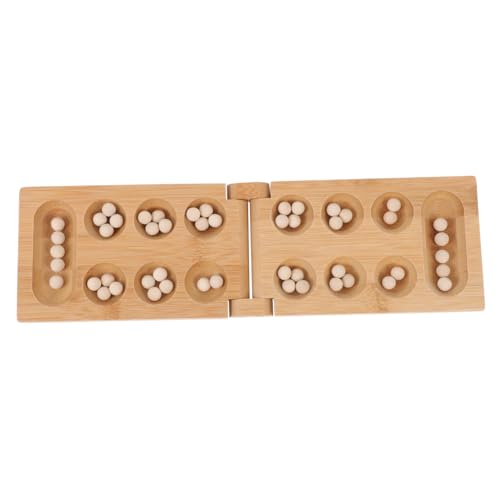 ibasenice Faltbares Mancala Brettspiel aus Bambus mit Naturstein spielsteinen Pädagogisches Strategiespiel Gedächtnis Geduld und Interaktion für Familien von ibasenice