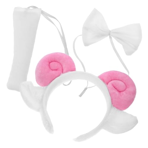 ibasenice Flauschiger Haarreif mit Ohren und Fliege für Halloween Cosplay Partys Niedliches Accessoire für Damen von ibasenice
