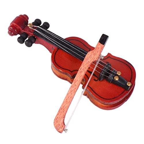 ibasenice Geigenmodell Miniaturgeige Mini-geigen Spielzeuggeige Winzige Geige, Die Musik Spielt Violine Mini-zubehör Geigenkoffer Miniaturmöbel Kleine Geige Miniaturen Holz Brown von ibasenice