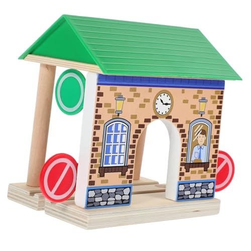 ibasenice Gleiszubehör Bahngleis Züge Kindermodell Vortäuschen Kindermodell Simulationsstationsspielzeug Spielstationsmodell Stationsspielzeug Für Spiele DIY-stationsmodell Holz von ibasenice