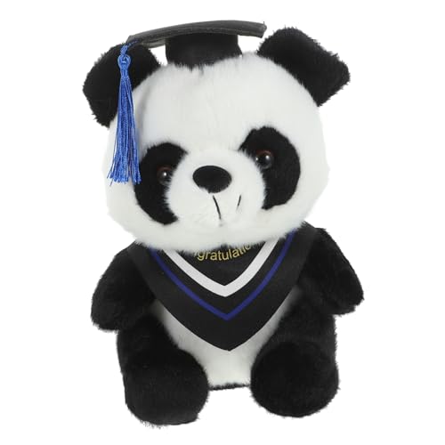 ibasenice Graduation Panda Plüschtier mit Doktorhut Niedliches zur Abschlussfeier Perfektes Kuscheltier für Jung und Süßes zur Graduierung Blaues Dreieckstuch von ibasenice