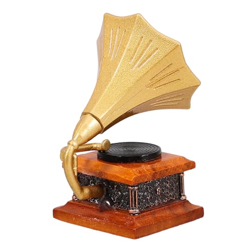 ibasenice Grammophon-Modell winzig Mini Schallplattenspieler aufzeichnen für Retro Vintage kleines Grammophon Kleiner Szenenschmuck Legierung + Holz + Harz von ibasenice